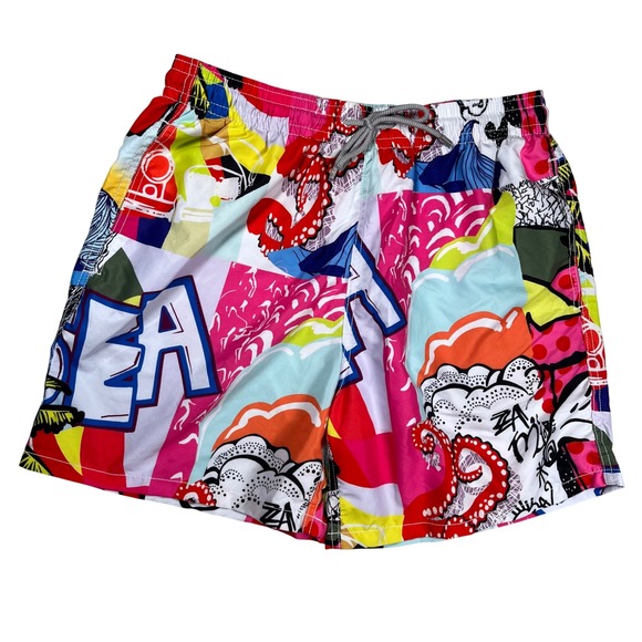 Vilebrequin Moorea Swim Trunks Men's XXL Pop Art Collage Multicolor Vacation